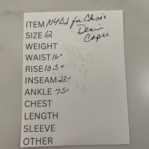 NYDJ for Chicos SLIM CROP Jeans Size 12 White Purple Paisley Lift Tuck Slimming - Picture 11 of 11